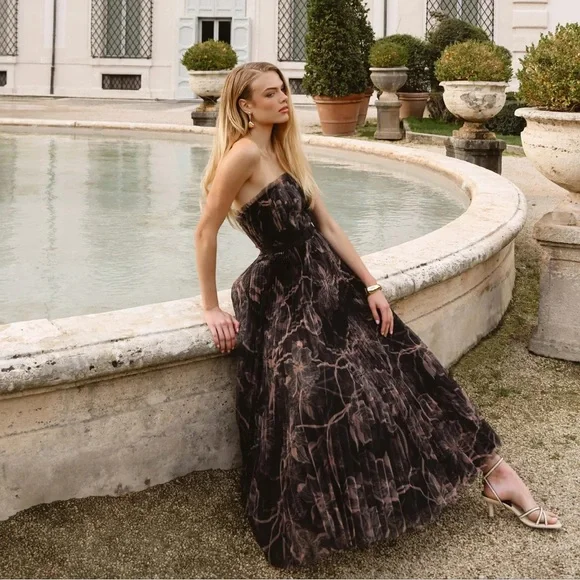 strapless open back dress Hutch Carmel Maxi Dress in Black  TrenLend